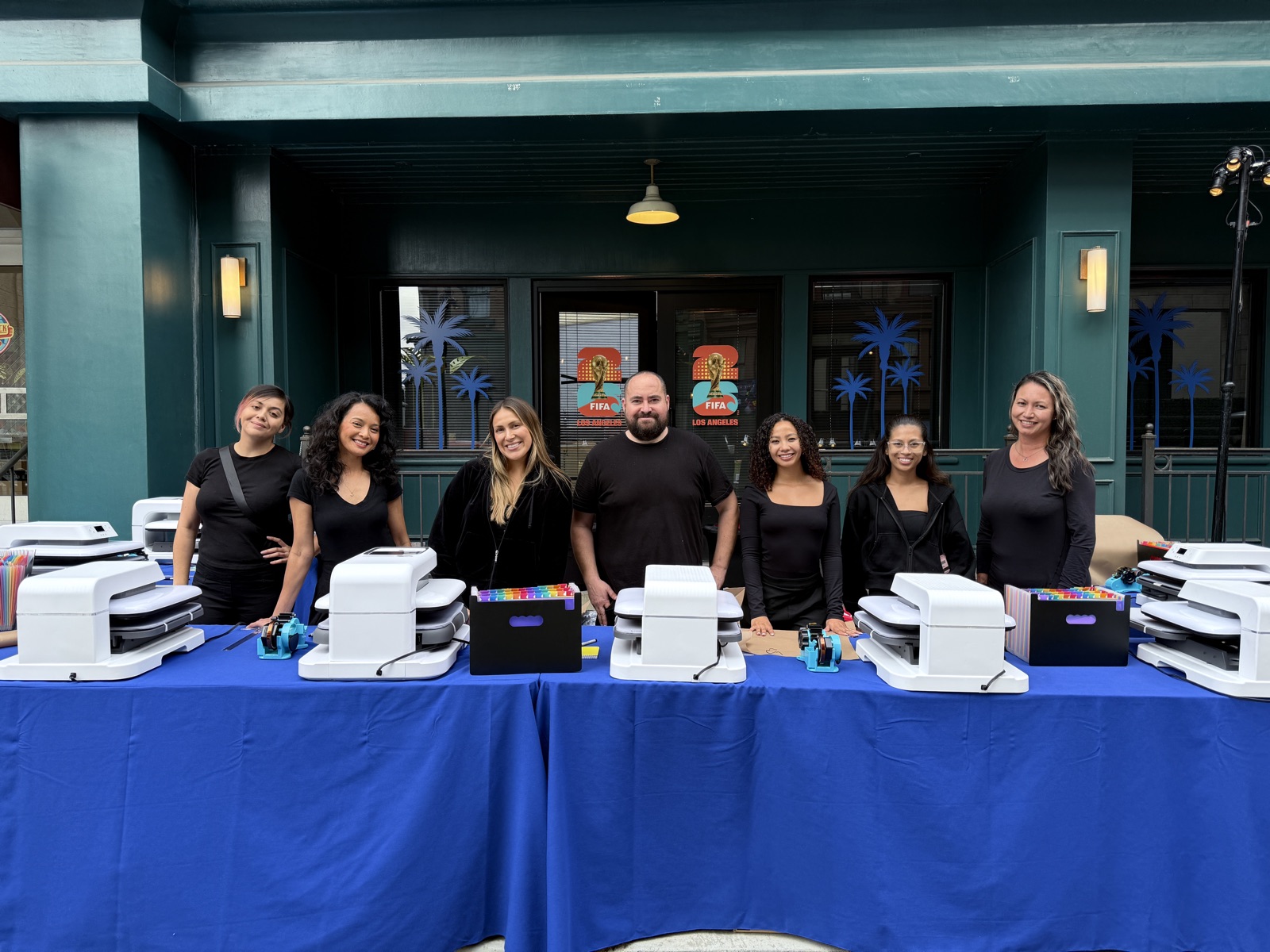 Heat press and DTF production table for Onsite T-Shirt Printing